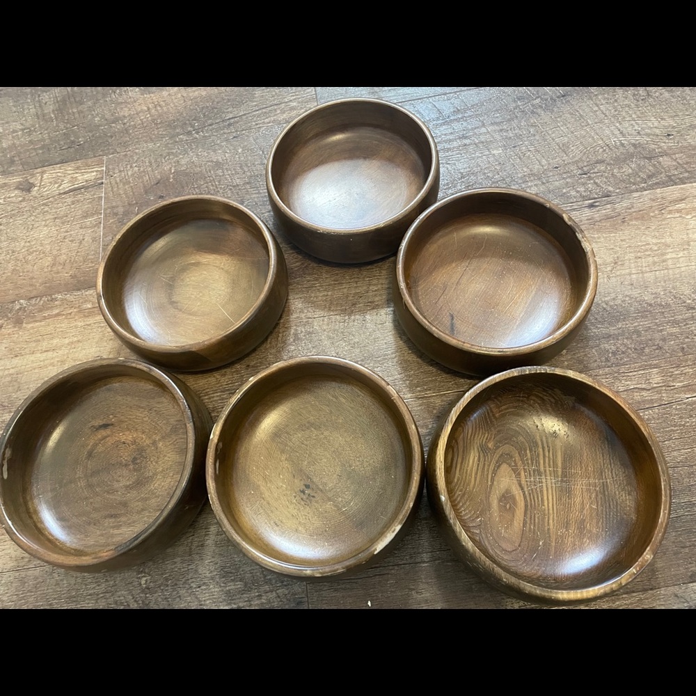 Six bohemian wooden bowls